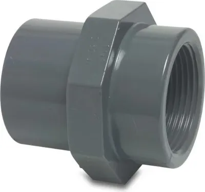 Produktbild von Mega Gewindemuffe PVC-U 50/63 mm x 2 Zoll Klebemuffe/Klebestutzen x Innengewinde 10 bar, grau