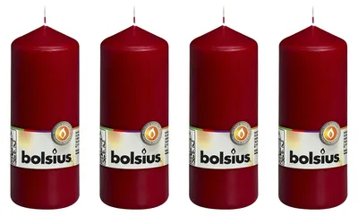 Immagine prodotto di set di 4 candele a colonna - Altezza 15 cm - Diametro 5,8 cm - Rosso antico