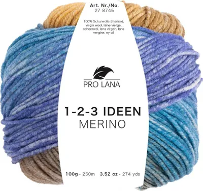 Zdjęcie produktu dla Pro Lana 1-2-3 IDEEN MERINO 100 g 100% wełna merino z gradientem kolorów degradé 250 m kolor 002 - jasnoniebieski/brązowy/oliwkowy