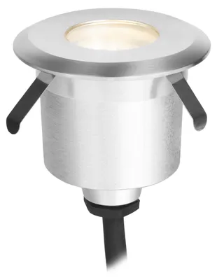 Imagen del producto de LEDS C4 Merki: Lámpara de jardín para empotrar en el suelo, 1,7 W, luz blanca cálida, 90 lúmenes, IP65-IP67, color plateado