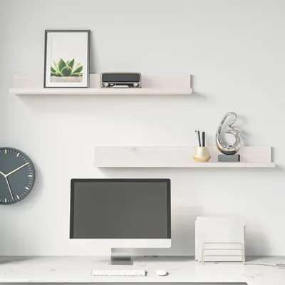 Immagine prodotto di The Living Store Mensole a muro 2 pz. Bianco 80x11x9 cm in legno di pino massiccio