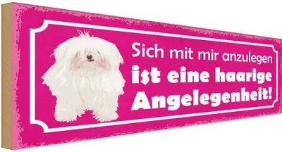 Immagine prodotto di vianmo Insegna in legno 10x27 cm Hund eine haarige Angelegenheit