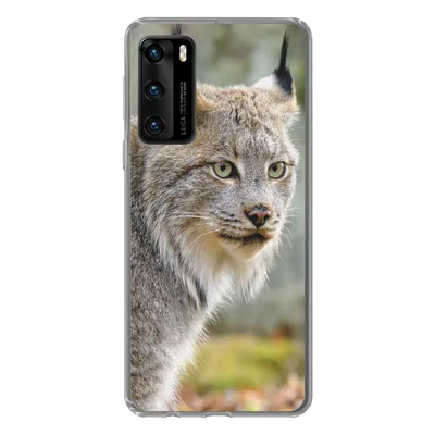 Produktbild von MuchoWow® Handyhülle Schutzhülle Hülle für Huawei P40 Luchs - Wald - Grau Silikon Softcase Handy Hülle - Handytasche
