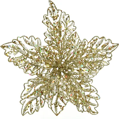 Produktbild von Weihnachtsstern auf Clip 23,5cm Kunststoff Christbaumschmuck gold