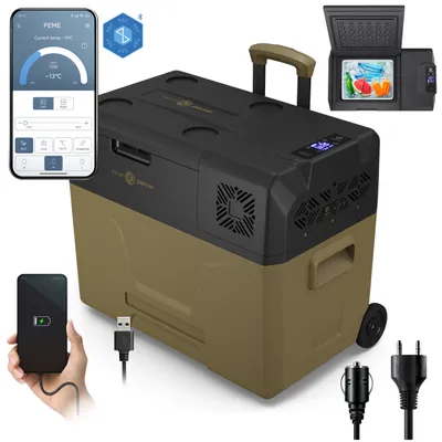 Produktbild von Tragbare Kühlbox Peme Ice-on Mini-Kühlschrank für Auto und Camping 39 Liter - in Sand Storm mit herausziehbarem Griff