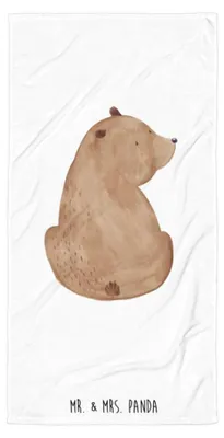 Produktbild von Mr. & Mrs. Panda Handtuch Bär Schulterblick - Weiß - Geschenk, Strandtuch, Teddy, Badehandtuch, frottierhandtuch, Weisheit, Großes, Selbstachtung, Strandlaken, Bärenliebe