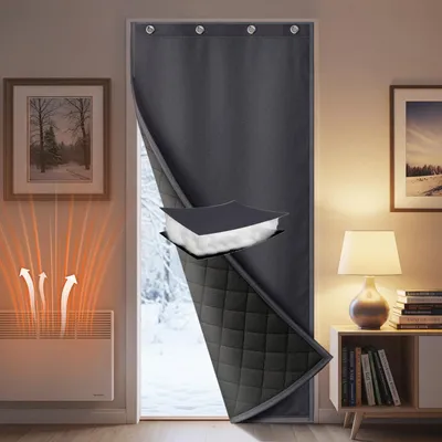 Türvorhang thermisch, 82x204 cm, Grau, Polyester