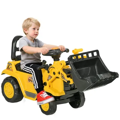 Obrázek produktu pro Zimilo sedací bagr s úložným prostorem a houkačkou, dětský traktor 3 v 1, odrážedlo bagr s lopatou, pro děti od 3 let, žluto-černý