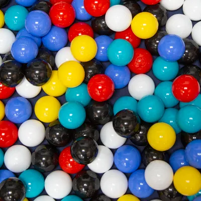 Obrázok produktu pre KiddyMoon 100 ∅ 6 cm Detské lopty na hranie vo vani Detské plastové lopty vyrobené v EÚ, čierna/biela/modrá/červená/žltá/tyrkysová