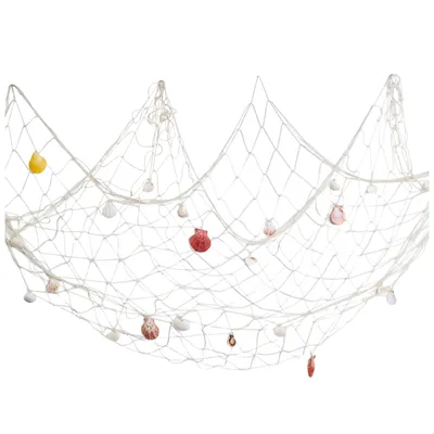 Produktbild von com-four® Fischernetz mit Muscheln 150 x 150 cm - zur Dekoration - Foto-Netz zum Aufhängen - maritime Wanddekoration - Meeresdeko