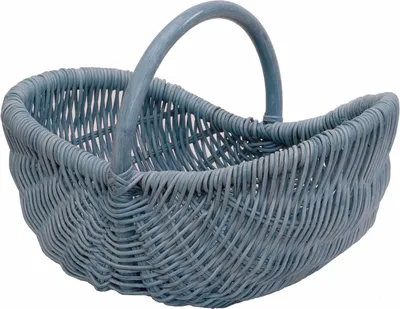 Zdjęcie produktu dla KRINES HOME Koszyk na zakupy / koszyk na wieszaki / shopper wykonany z prawdziwego rattanu, uchwyt - koszyk do przenoszenia lekki i wytrzymały (niebieski)