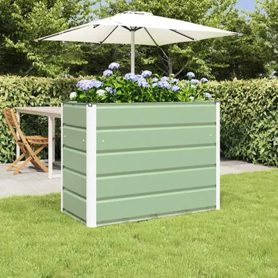 Produktbild von "Schlussverkauf" Pflanzkübel im Garten - 1 pc - Blumenbeet/Gartenbeet - Pastellgrün 480x50x45 cm Verzinkter Stahl  C13574