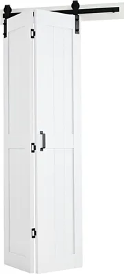 Zdjęcie produktu dla Dwoje drzwi harmonijkowych, 914 x 2134 mm, drzwi harmonijkowe do szafy z płyty MDF, zestaw okuć w zestawie, konstrukcja oszczędzająca miejsce z ramą w kształcie litery H, wymagają montażu, do sypialni, salonu, garderoby, jako przegroda pokojowa, kolor biały