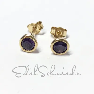 Produktbild von Edelschmiede925 Zirkonia lila  Ohrstecker in 925 Silber - vergoldet