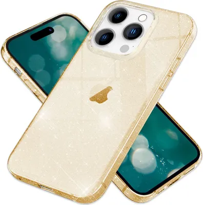 Obrázok produktu pre Glitter Case for iPhone 15 Pro Bling Case Clear Silicone Mobile Phone Case Protection Bag Gold