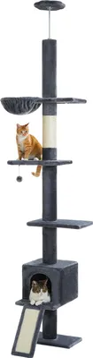 Produktbild von PAWZ Road Blume Kratzbaum, Katzenbaum vom Boden bis zur Decke, Dunkelgrau