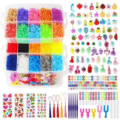 Produktbild von LIAILA 15000+ Loom Bänder Set XXL, 25 Farben Gummibänder für Armbänder, DIY Gummiarmbänder selber machen mit Zubehör im 3-lagigem Koffer, Soft Loom Bands Bastelset für Kinder Mädchen Jungen Geschenk –