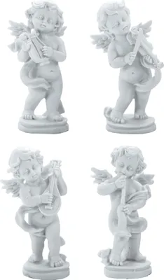 Produktbild von Musizierende Schutzengel 4er Set, 9 cm, handbemalt, Polyresin Deko