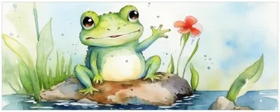 Produktbild von Wallario Küchenrückwand selbstklebend, Größe: 115 x 50 cm, Motiv: Frosch in Aquarell | Spritzschutz | abwischbar | pflegeleicht | in