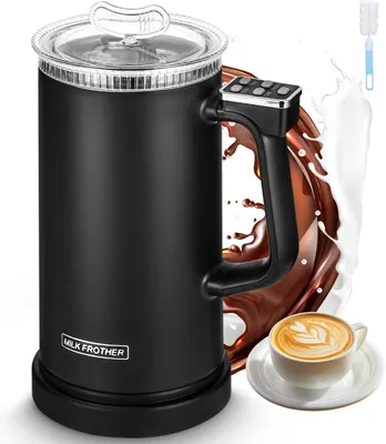Milchaufschäumer, 600 ml, 4-in-1, Edelstahl, für Cappuccino & Latte