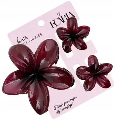Produktbild von Ecarla Haarspangen-Set 3 Blumen Groß Klein Bordeaux