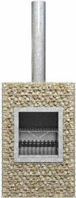 Produktbild von Barbecook Ferro650 Gabionen Kamin mit Grillrost – Multifunktionaler Terrassenofen & Feuerstelle 66x40x100,5cm – Rostfreier, verzinkter Stahl Garten