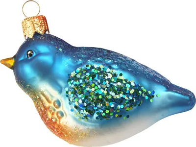 Produktbild von Christbaumschmuck Glas 4cm Vogel Figur Blau