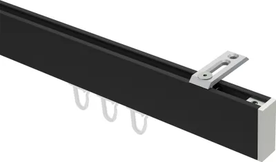 Produktbild von Interdeco Innenlaufstange / Gardinenstange mit Innenlauf Schwarz / Weiß, Typ Smartline Paxo (Kappe) Deckenmontage, 14x35 mm 1-läufig, 160 cm