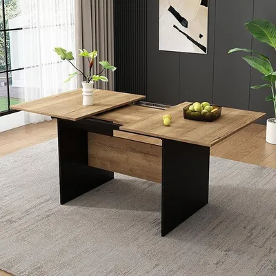 Zdjęcie produktu dla Rozkładany stół jadalny 140/180 cm – prostokątny stół kuchenny z fakturą drewna – minimalistyczny stół do jadalni dla 4-6 osób – kolor naturalny