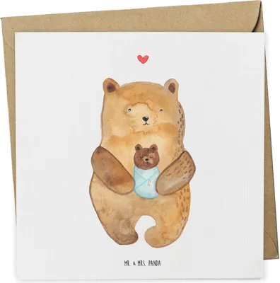 Produktbild von Mr. & Mrs. Panda Klappkarte Bär Baby - Weiß - Geschenk, Nichte, Glückwunschkarte, Grußkarte, Glückwunsch, faltkarte, Teddy, anlasskarte, Geburt, Geburtstag, Eltern