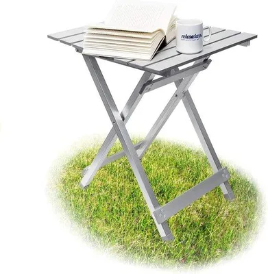 Produktbild von Famanu Campingtafel Klapptisch wetterfest - HBT 61 x 49,5 x 47,5 cm - robustes Aluminium Silber