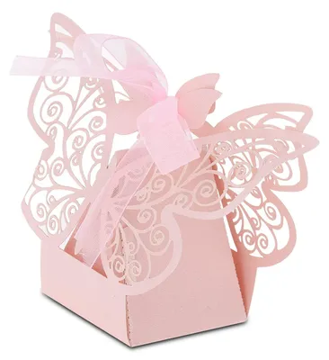100 Papier-Geschenkboxen Schmetterling, rosa, für Süßigkeiten & Partys