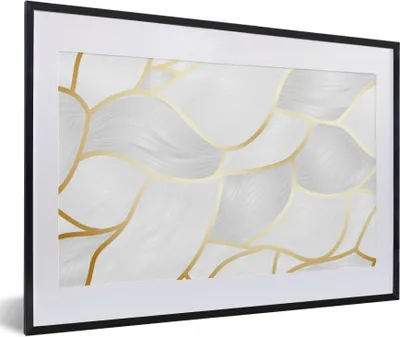 Produktbild von MuchoWow® Gerahmtes Poster Abstraktes Muster mit goldenen Linien 60x40 cm - Poster mit Schwarzem Bilderrahmen Wandposter Rahmen Foto Bilder - Schlafzimmer - Plakat in Rahmen - Drucken