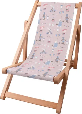 Image de Dreamroots Chaise longue pliante pour enfants Bois, bois de hêtre jusqu'à 130 kg, Chaise longue pliante avec réglage de l'inclinaison du dossier en 3 positions, Circus