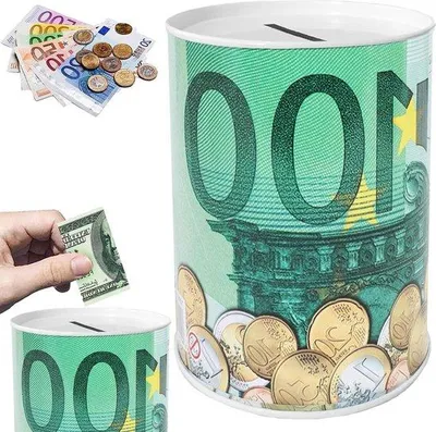 Image de Tirelire métallique 10 x 75 cm - Tirelire métallique en euros - Économiser de l'argent - Idée cadeau pour un anniversaire, Noël ou un jubilé