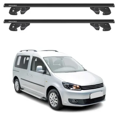 Imagen del producto de Soportes básicos para portaequipajes para VW Caddy III (2010-2015), aluminio, capacidad de 90 kg, color negro, juego de 2 piezas, Imagen generada por IA
