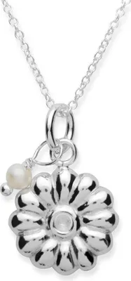 Produktbild von Unique Silberkette 925 mit Blumenanhänger und Perle SN0148