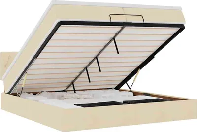 Produktbild von vidaXL Ottoman-Bett mit Matratzen & LEDs Creme 200x200 cm Stoff