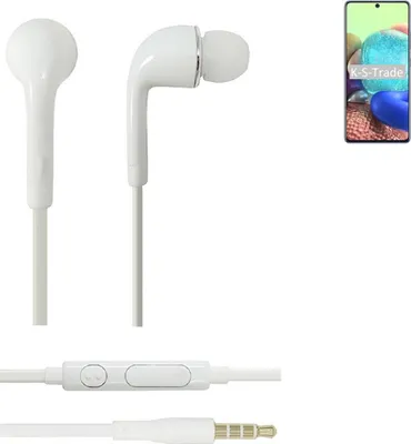 Produktbild von K-S-Trade Kopfhörer Headset kompatibel mit Samsung Galaxy A71 5G mit Mikrofon u Lautstärkeregler weiß 3,5mm Klinke Kabel Headphones Ohrstöpsel