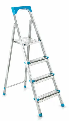 Produktbild von Evila Originals, Faltleiter aus 100% Stahl, 40,2 x 81,5 x 122 cm, Grau/Türkis, 120 kg