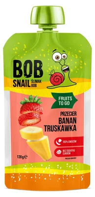 MUS FRUITS TO GO BANAN - TRUSKAWKA BEZ DODATKU CUKRÓW 120 g - BOB SNAIL