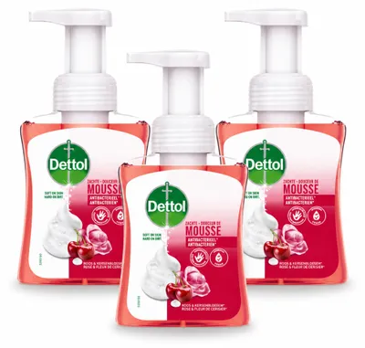 Produktbild von 3 x Dettol Schaumhandseife Rosen & Kirschblüte - 250 ml - Vorteilspackung - 3 Stücke