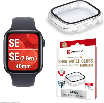 Obrázek produktu pro Displex 02136, Ochranná fólie, Chytré hodinky, Průhledná, Apple, Apple Watch SE3/SE2/SE (40mm), Polykarbonát (PC), Temperované sklo