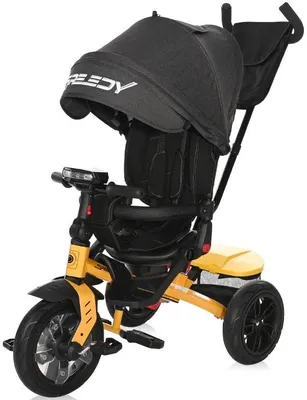 Zdjęcie produktu dla Trójkołowy wózek z oponami pneumatycznymi Lorelli - Speedy, Yellow & Black