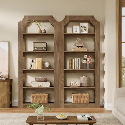 Produktbild von 2er-Set Bücherregal 178 cm, 5-stöckig, 80 cm breit, Landhausstil, Vintage Holz-Optik