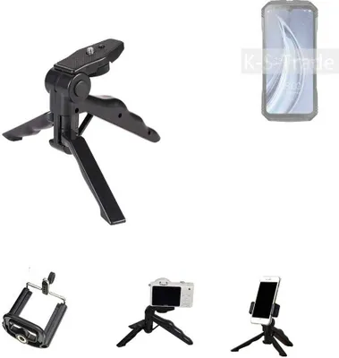 Produktbild von K-S-Trade Stativ Tisch-Ständer Dreibein Handy-Stativ Ständer kompatibel mit Doogee V30 Mini-Stativ Smartphone Tripod Handy-Stativ aus Plastik