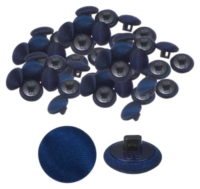 Image de Boutons en satin - 50 pièces avec tige - Pour coudre sur des vêtements et pour travaux manuels - 12,5 mm - Bleu marine