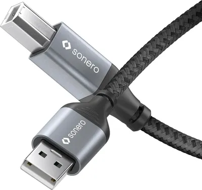 Produktbild von Sonero® USB 2.0 Kabel, Verbindungskabel, Druckerkabel, A-Stecker auf B-Stecker, 480 MB/s, space grey/schwarz, 0,50m