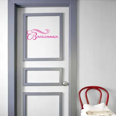 Produktbild von Wandtattoo - Wandaufkleber - Tür- Wandtattoo Badezimmer - 60cm x 20cm pink - Dekoration Küche Wohnzimmer Wand