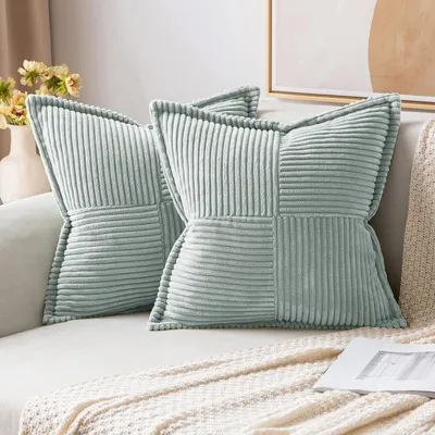 Image de Ensemble de 2 housses de coussin en velours côtelé, coussin décoratif doux, housse de coussin décorative, housses de coussin modernes, coussins pour canapé, coussins pour salon